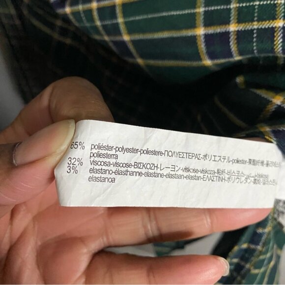 Zara Woman Green Plaid A-Line Belted Skirt - Picture 5 of 8